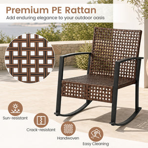3-Piece Outdoor Rocking Chair Set-Brown view 9