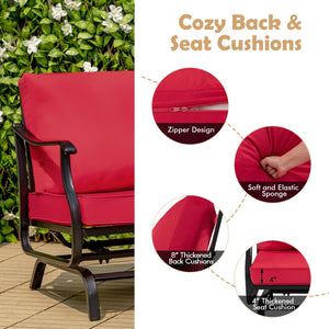 3 Piece Patio Rocking Chair Set with Coffee Table-Red view 7
