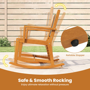 3 Piece Patio Rocking Set Acacia Wood Rocker Bistro Set with Rattan Seat and Back view 7