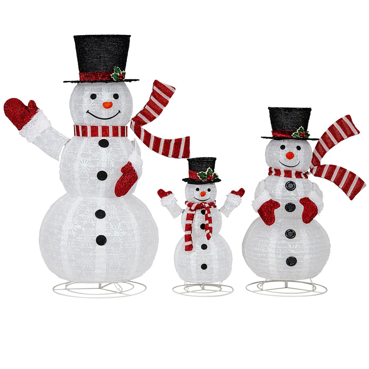 3-Piece Pre-Lit 3D Snowman Set with 270 LED Lights view 4