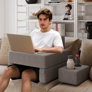 3-Piece Reading Pillow Set Extra Large Lap Desk with Coaster-Gray view 5