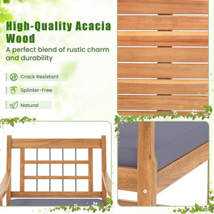 3 Piece Wood Patio Furniture Set with Seat Cushions and Acacia Wood Frame-Gray view 9