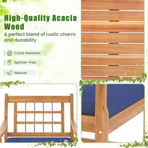3 Piece Wood Patio Furniture Set with Seat Cushions and Acacia Wood Frame-Navy view 7