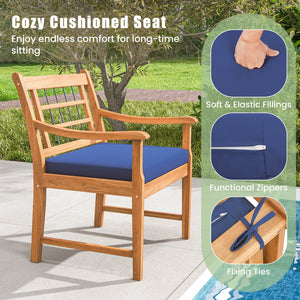 3 Piece Wood Patio Furniture Set with Seat Cushions and Acacia Wood Frame-Navy view 8