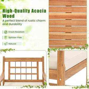 3 Piece Wood Patio Furniture Set with Seat Cushions and Acacia Wood Frame-White view 7