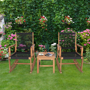 3 Pieces Acacia Wood Rocking Bistro Set view 2