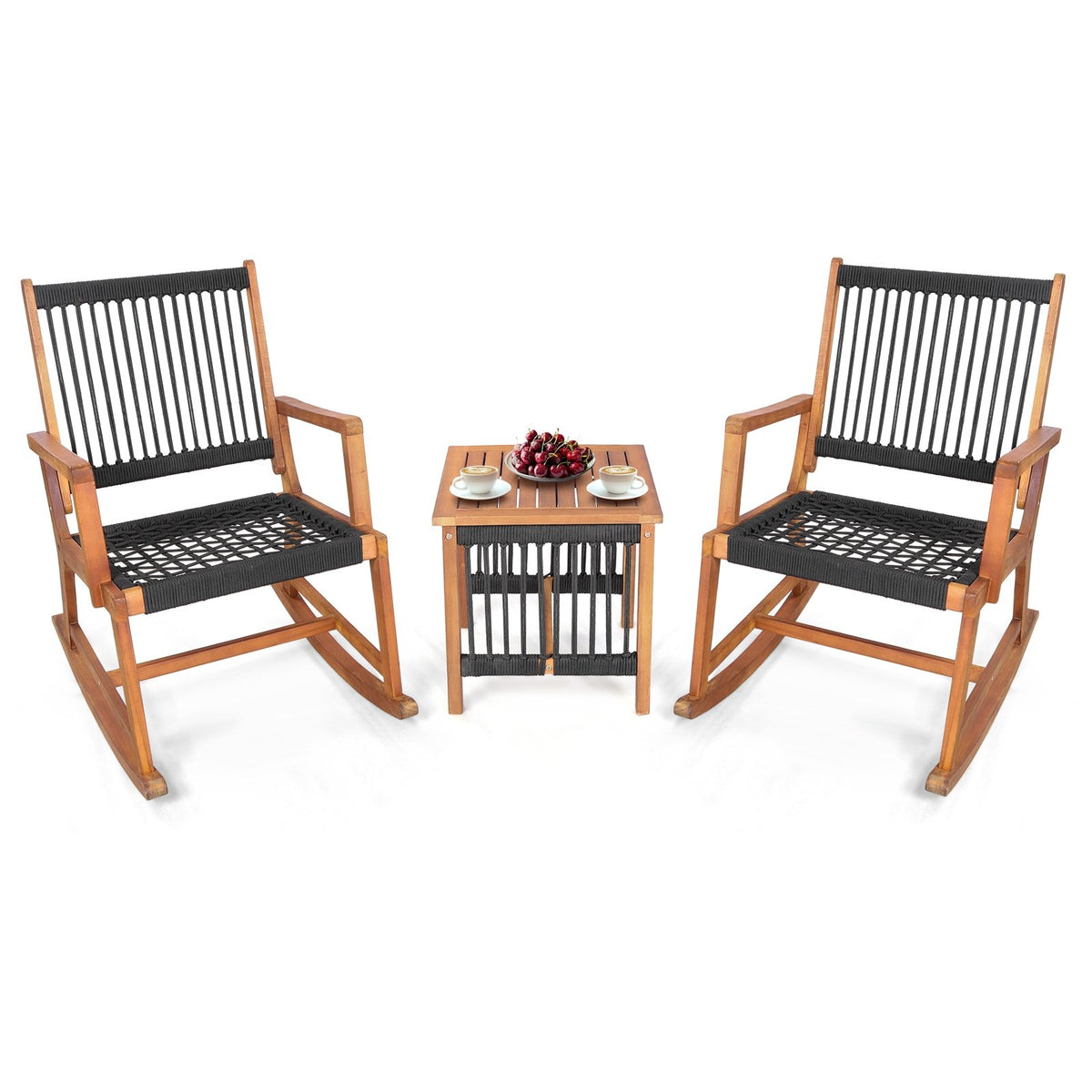 3 Pieces Acacia Wood Rocking Bistro Set view 4