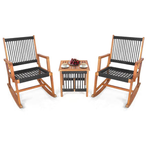 3 Pieces Acacia Wood Rocking Bistro Set view 4