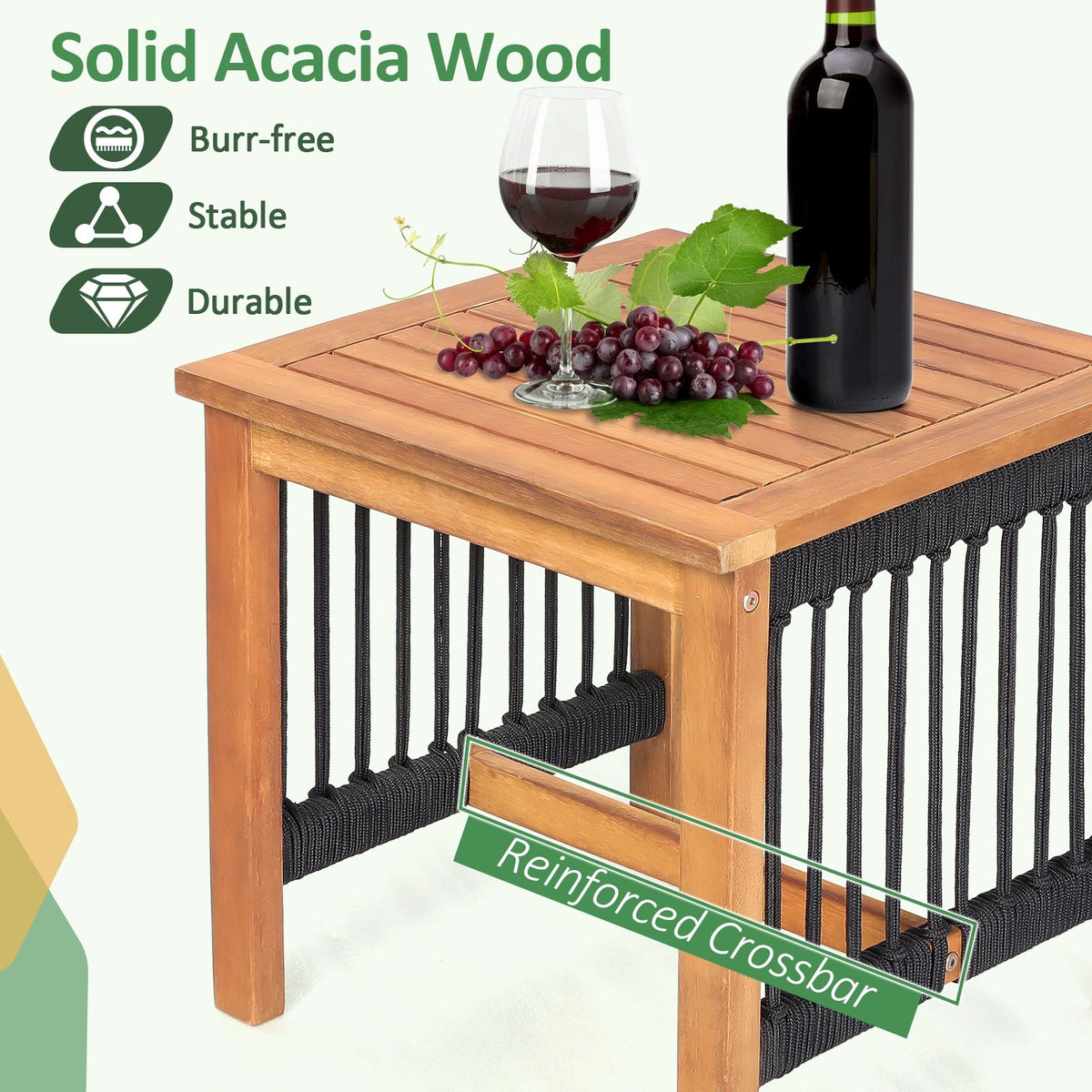 3 Pieces Acacia Wood Rocking Bistro Set view 8