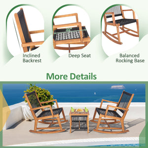 3 Pieces Acacia Wood Rocking Bistro Set view 9