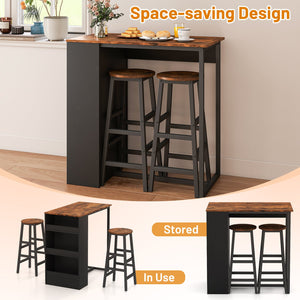 3 Pieces Bar Table Set with Storage view 7