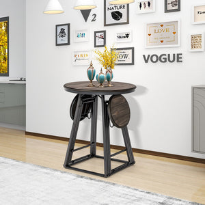 3 Pieces Dining Table Set with 2 Foldable Stools for Small Space-Gray view 6