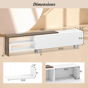 3 Pieces Farmhouse TV Stand for TVs up to 80 Inch with Cabinet and Compartments-White view 5
