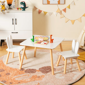 3 Pieces Kids Table and Chairs Set for Arts Crafts Snack Time-White view 2