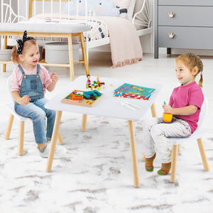 3 Pieces Kids Table and Chairs Set for Arts Crafts Snack Time-White view 3