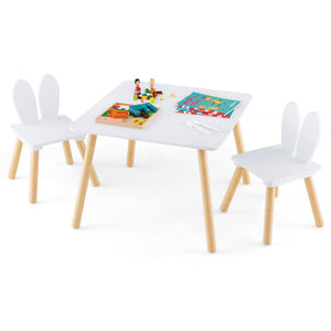 3 Pieces Kids Table and Chairs Set for Arts Crafts Snack Time-White view 4