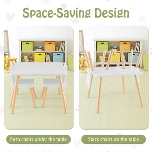 3 Pieces Kids Table and Chairs Set for Arts Crafts Snack Time-White view 6