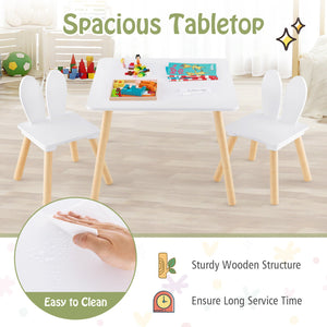 3 Pieces Kids Table and Chairs Set for Arts Crafts Snack Time-White view 8