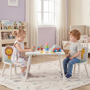 3 Pieces Kids Table and Chairs Set with Animal Patterns for Aged 3-6 Years Old view 3