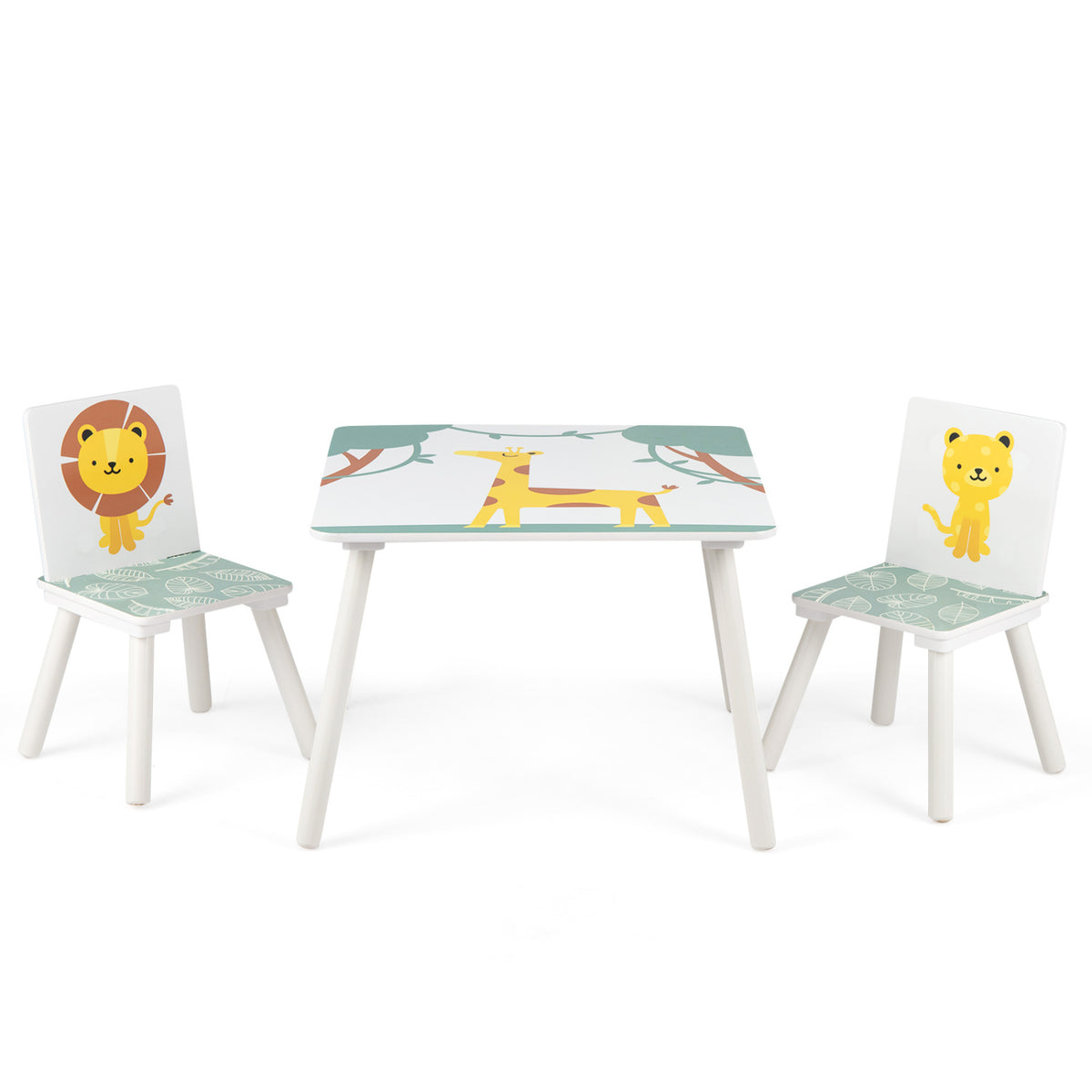 3 Pieces Kids Table and Chairs Set with Animal Patterns for Aged 3-6 Years Old view 4