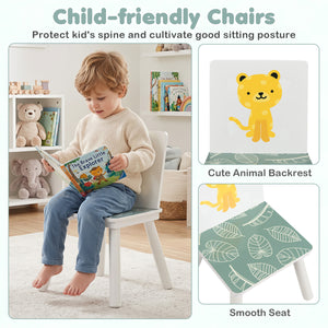 3 Pieces Kids Table and Chairs Set with Animal Patterns for Aged 3-6 Years Old view 7