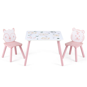 3 Pieces Kids Table and Chairs Set with Animal Patterns for Kids view 4