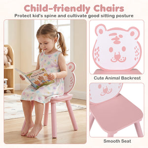 3 Pieces Kids Table and Chairs Set with Animal Patterns for Kids view 7