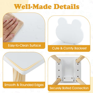 3 Pieces Kids Wooden Table and Chair Set with Cute Froggy Design-White view 8
