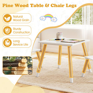 3 Pieces Kids Wooden Table and Chair Set with Cute Froggy Design-White view 9