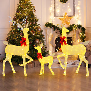 3 Pieces Lighted Family Deer Set with LED Lights and RGB Flashing Lights view 6