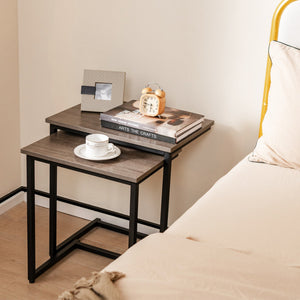 3 Pieces Multifunctional Coffee End Table Set-Oak view 6