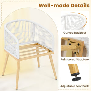 3 Pieces Outdoor Bistro PE Wicker Conversation Furniture Set-White view 9