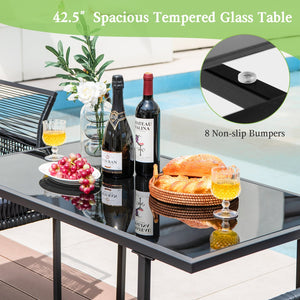 3 Pieces Outdoor Dining Set with Folding Backrest and Seat Cushions-Gray view 7