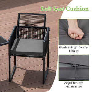 3 Pieces Outdoor Dining Set with Folding Backrest and Seat Cushions-Gray view 8