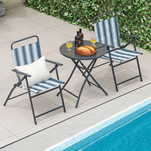 3 Pieces Outdoor Folding Chair Set Portable Folding Chair Set view 3