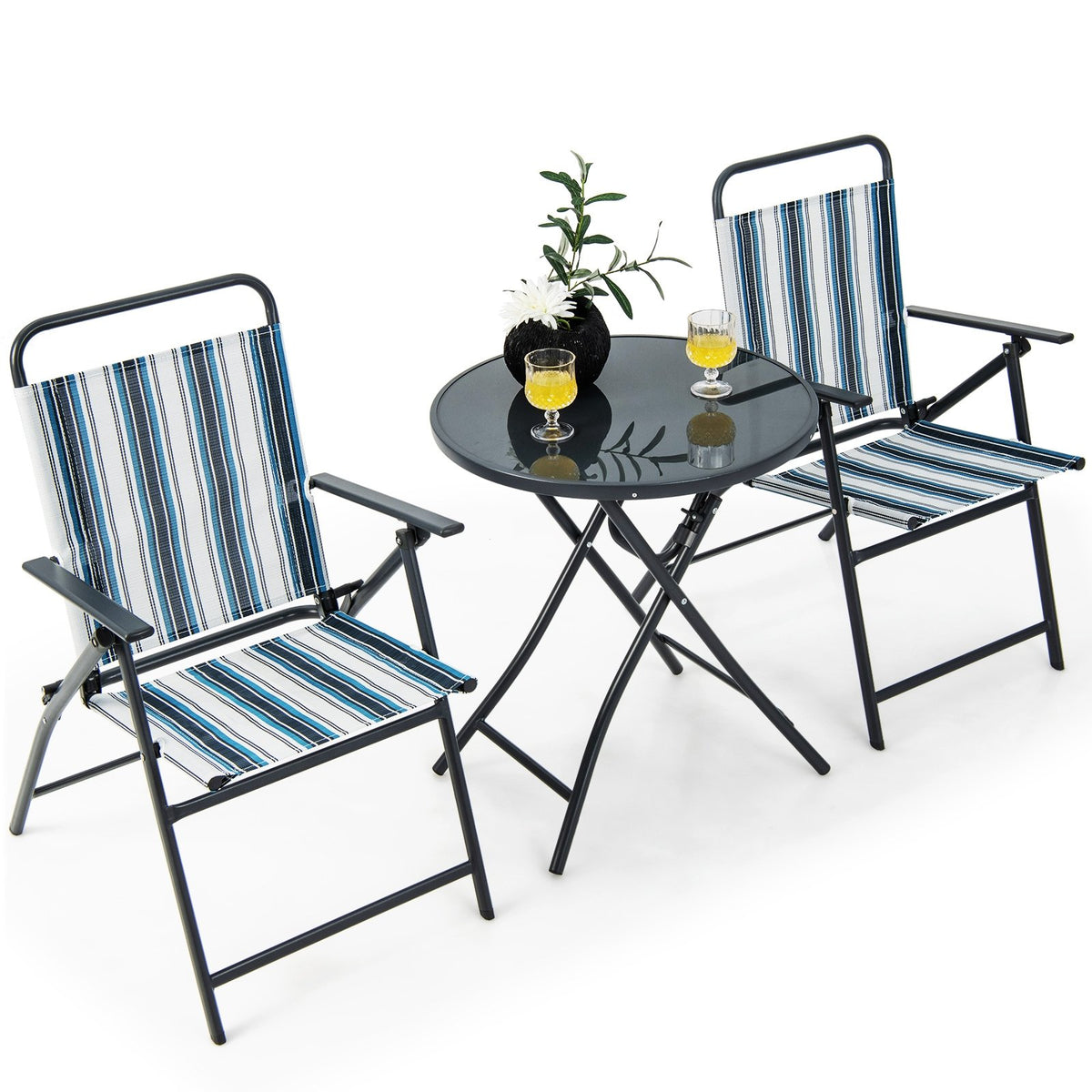 3 Pieces Outdoor Folding Chair Set Portable Folding Chair Set view 4