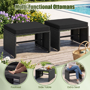 3 Pieces Outdoor Patio PE Wicker Furniture Set with Cushions-Black color view 9