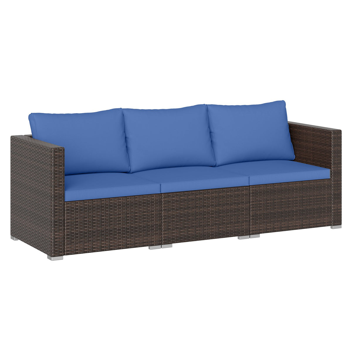 3 Pieces Outdoor Sectional Sofa Set with Soft Cushions-Navy