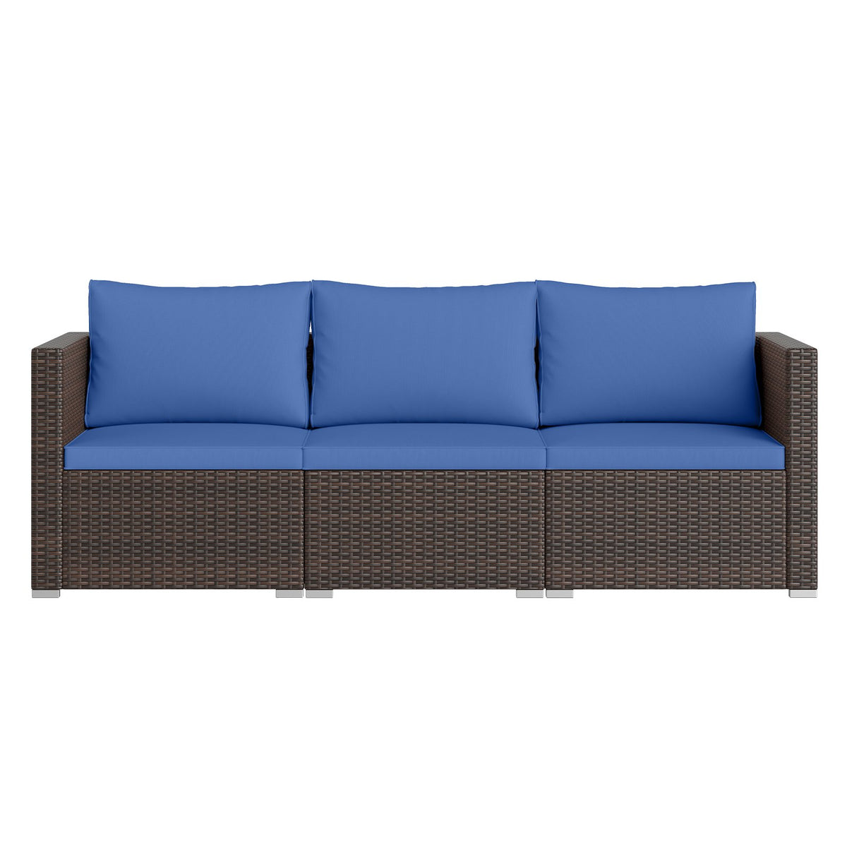 3 Pieces Outdoor Sectional Sofa Set with Soft Cushions-Navy view 4