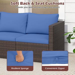 3 Pieces Outdoor Sectional Sofa Set with Soft Cushions-Navy view 9