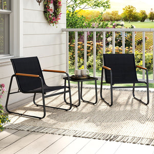 3 Pieces Patio Bistro Set Outdoor Fabric Conversation Set-Gray view 6