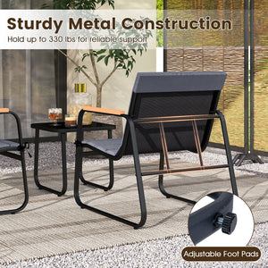 3 Pieces Patio Bistro Set Outdoor Fabric Conversation Set-Gray view 9