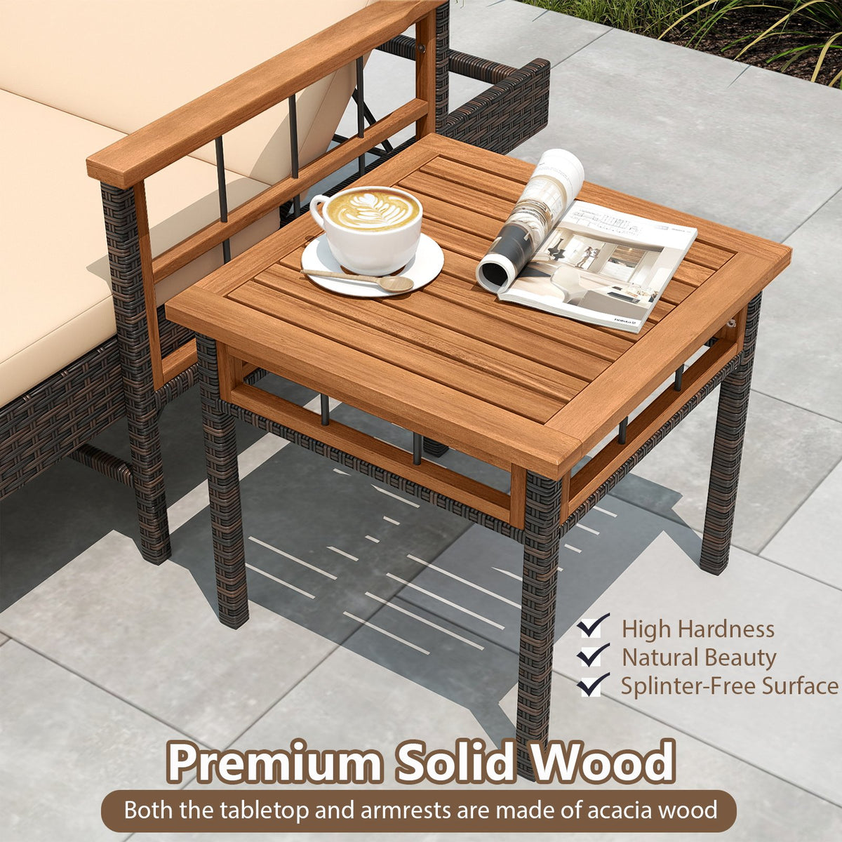 3 Pieces Patio Chaise Lounge Set for Poolside Backyard Porch view 8