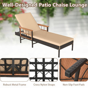 3 Pieces Patio Chaise Lounge Set for Poolside Backyard Porch view 9