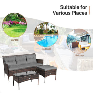3 Pieces Patio Furniture Sectional Set with 5 Cozy Seat and Back Cushions-Gray view 5