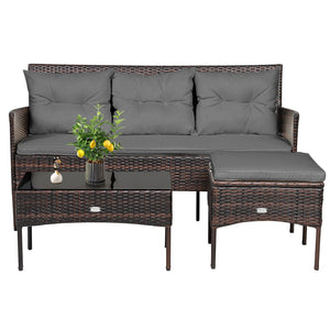 3 Pieces Patio Furniture Sectional Set with 5 Cozy Seat and Back Cushions-Gray view 9