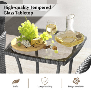 3 Pieces Patio Furniture Set with Cushioned Patio Chairs and Tempered Glass Coffee Table-Navy view 8
