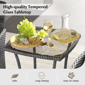 3 Pieces Patio Furniture Set with Cushioned Patio Chairs and Tempered Glass Coffee Table-White view 7