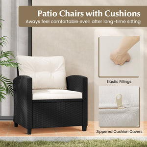 3 Pieces Patio Furniture Set with Tempered Glass Coffee Table-White view 7