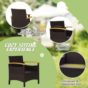 3 Pieces Patio Rattan Furniture Set with Removable Cushion-Off White view 8